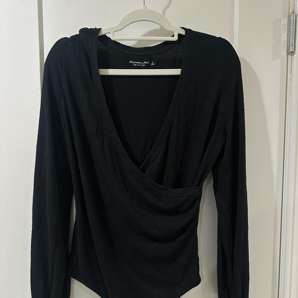 Abercrombie & Fitch Women's Black Wrap  Bodysuit